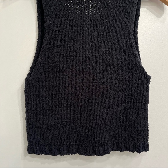 Free People‎ Sicily Shell Sweater Black Cream Knit Crop Reversible Small New - Picture 8 of 12